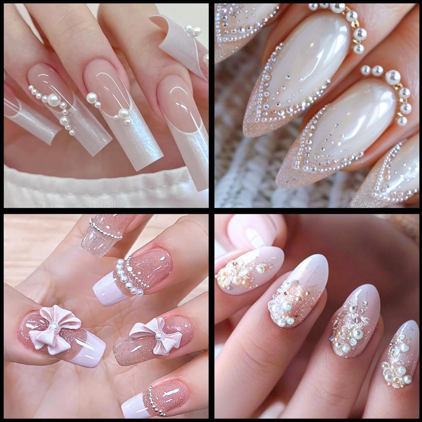 12 Tailles Perles Nail Art, Perles Plates, 2 Boîtes Perles Ongles Demi-Rondes, Deco Ongle Nail Art et Bijoux Ongles Nail Art pour Design Nail Art, DIY (2 Boîtes)
