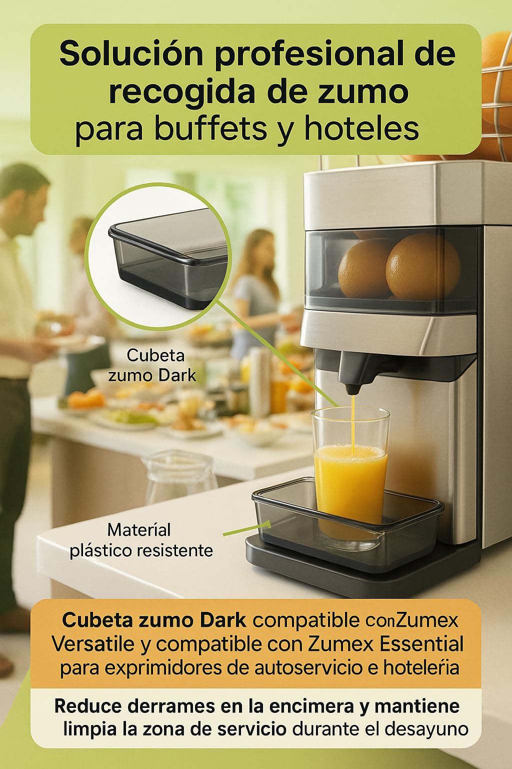 CubetasGastronorm ® Cubeta Zumo Dark Versatile Essential S3300940:00 Recambio Con Iman Compatible Con Zumex Versatile Essential Bandeja Recoleccion Jugo Exprimidor Profesional Hosteleria Bar Cafe
