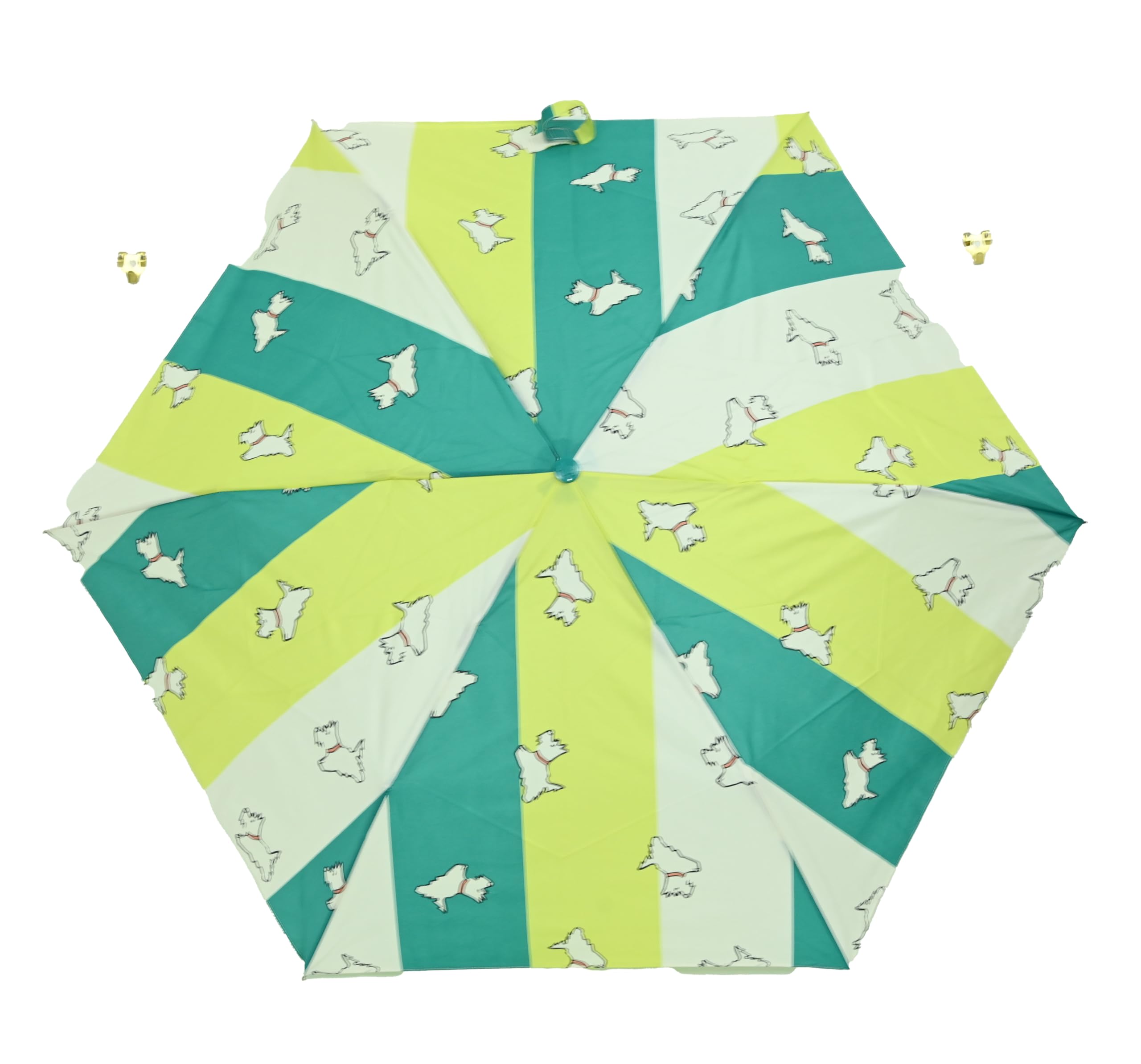 Radley Ocean Stripey Mini Telescopic Foldaway Umbrella In Blue Green And Cream