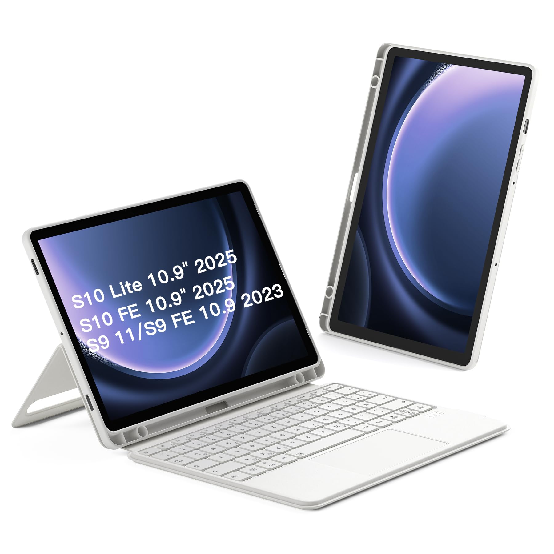 Inateck Hülle mit Tastatur für Samsung Galaxy Tab Tab S10 Lite/S10 FE/S9 FE/S9,Tastatur für Tablet Hoch-/Querformat Ständer,Abnehmbar, mit Touchpad,QWERTZ, AceTouch N0064