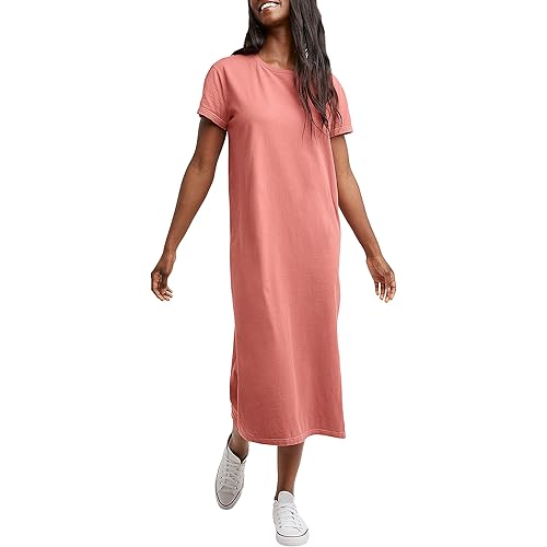 Hanes Womens Cotton Midi Dress, Garment Dyed Ankle-Length Dress, Cotton Lounge Dress