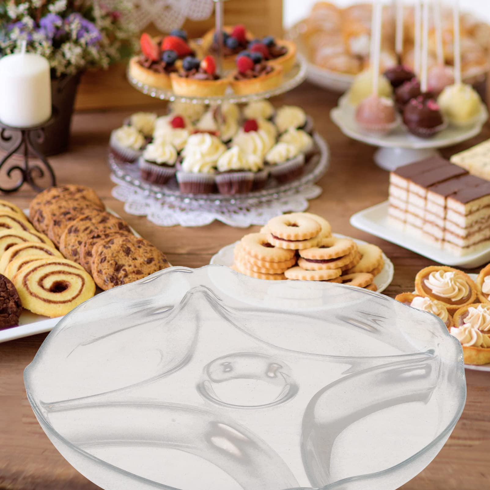 Vassoio per Frutta e Snack con Scomparti Multifunzione, Coperchio, Piatto da Dessert Portatile