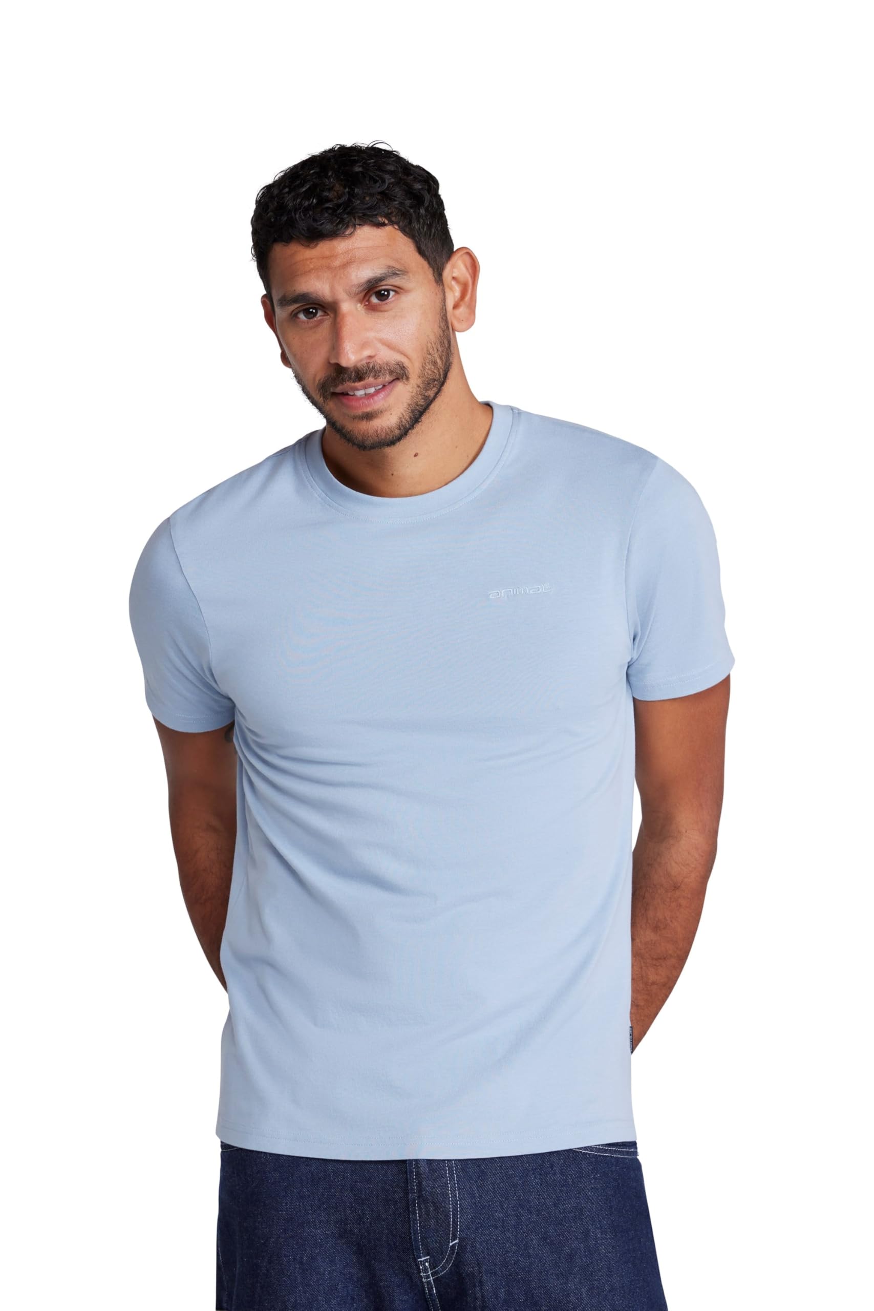 Animal Icon Men's Slim Fit Tee - Lightweight Cotton Shirt, Casual Wear - Spring, Summer, Walking, Hiking & Outdoors Light Blue M