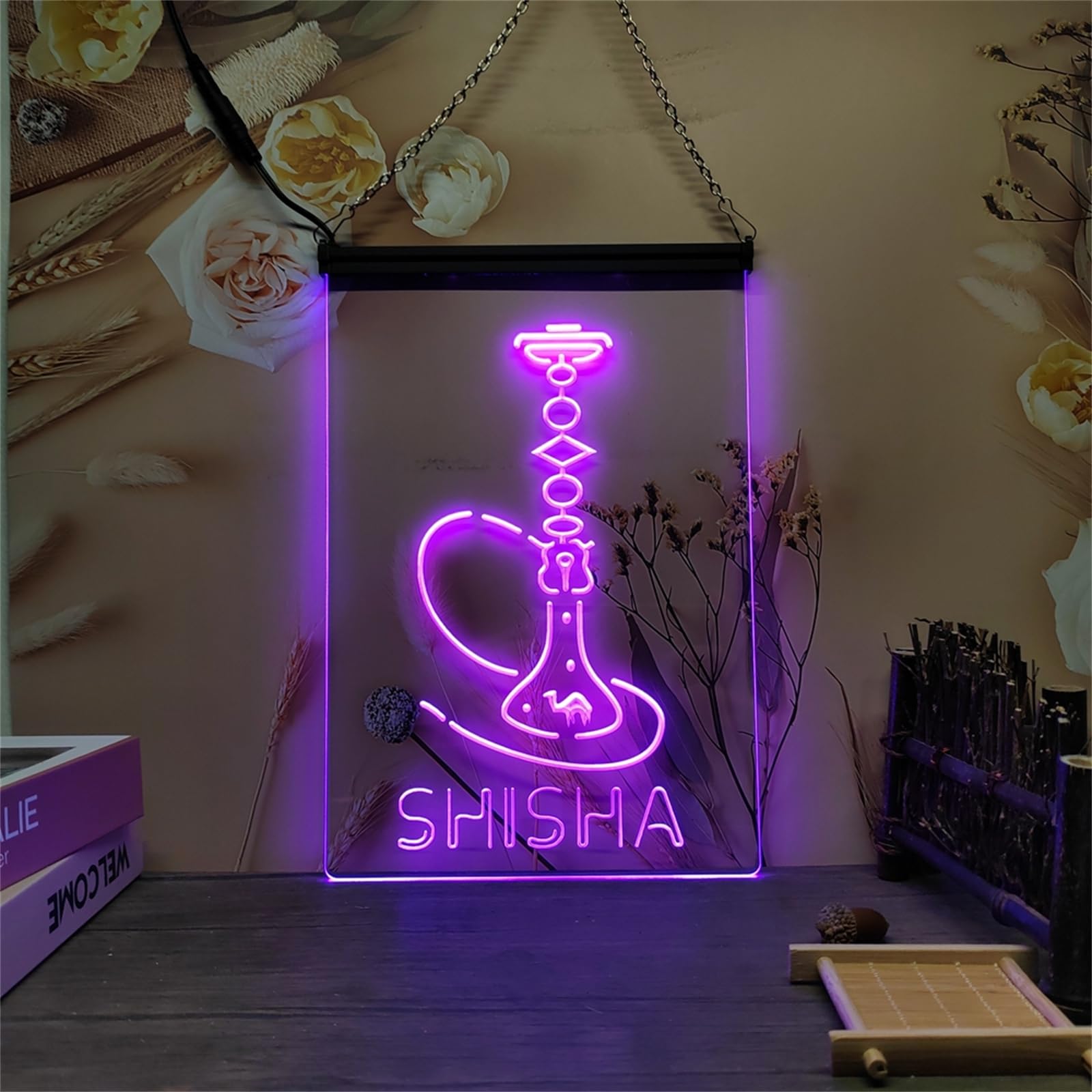 Zayeksole Purple Hookah Shisha Shop Neon Sign For Wall Decor, Bright Led Advertising Display For Smoking Lounge Or Vape Shop,Easy Hanging,,40X30cm