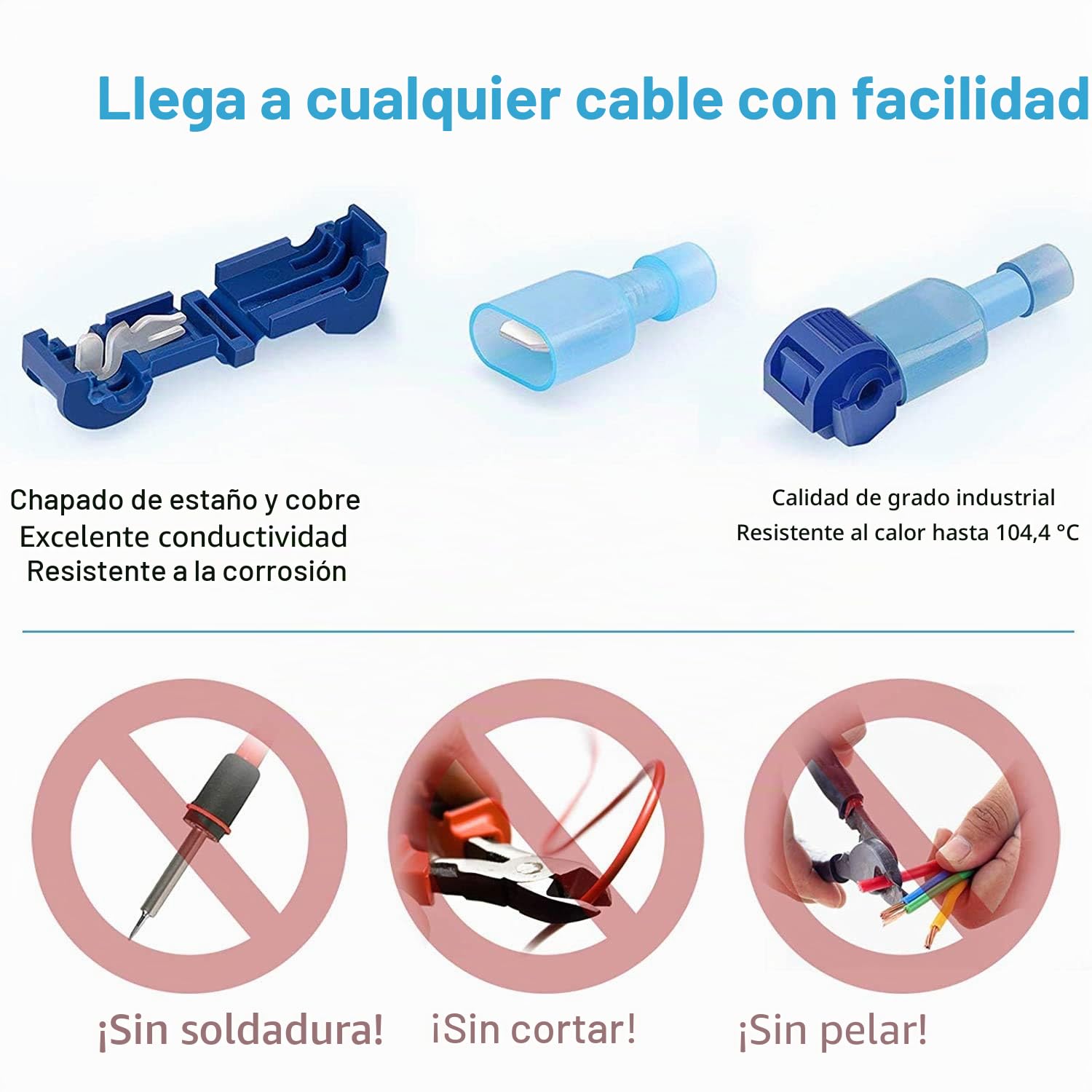 RUNCCI-Yun 120 Piezas de Conector de Cable T-Tap, Conectores eléctricos T-Tap, terminales de Cable de Empalme rápido, Kit de terminales machos aislados de Nylon de Conector rápido T-Tap