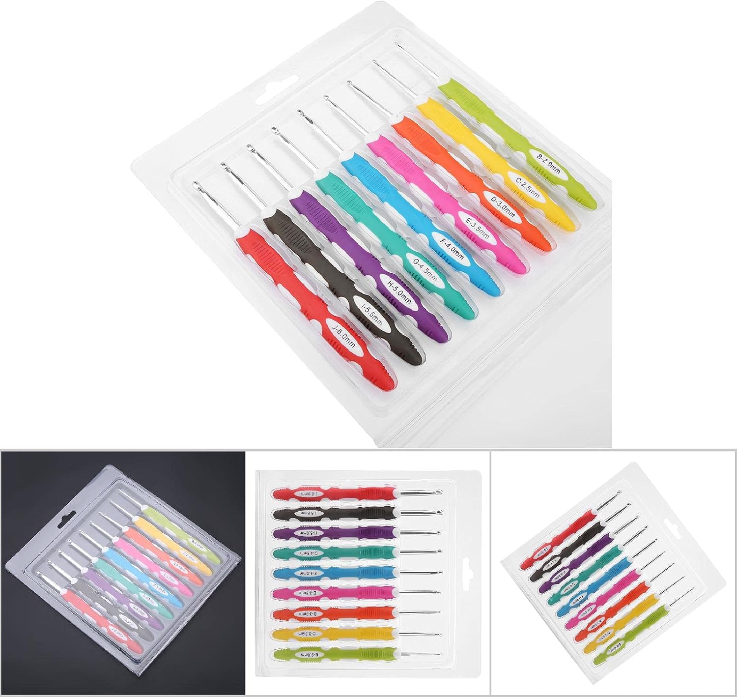 Tomedny Crochet Hooks Set, 9PCS Long Knitting Needles Ergonomic Handle Crochet Knitting Aluminum for Beginners and Experienced Hook (Plastic Blister Packaging)