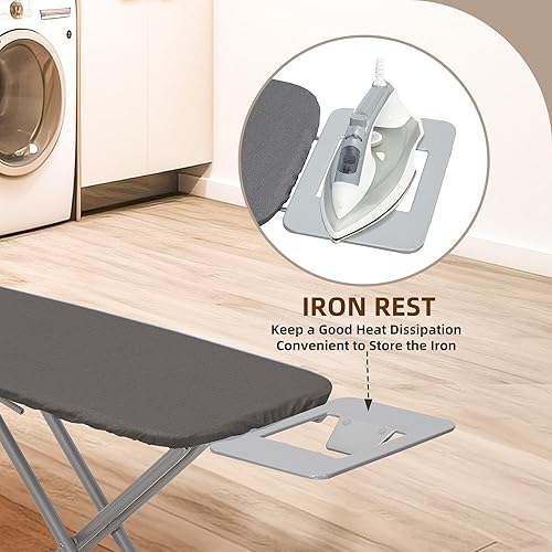 Miniatura 5 de STO STO Tabla de planchar de tamaño matrimonial de 45 x 14 pulgadas con soporte para hierro, 7 opciones de altura de 29 a 36 pulgadas, tabla de