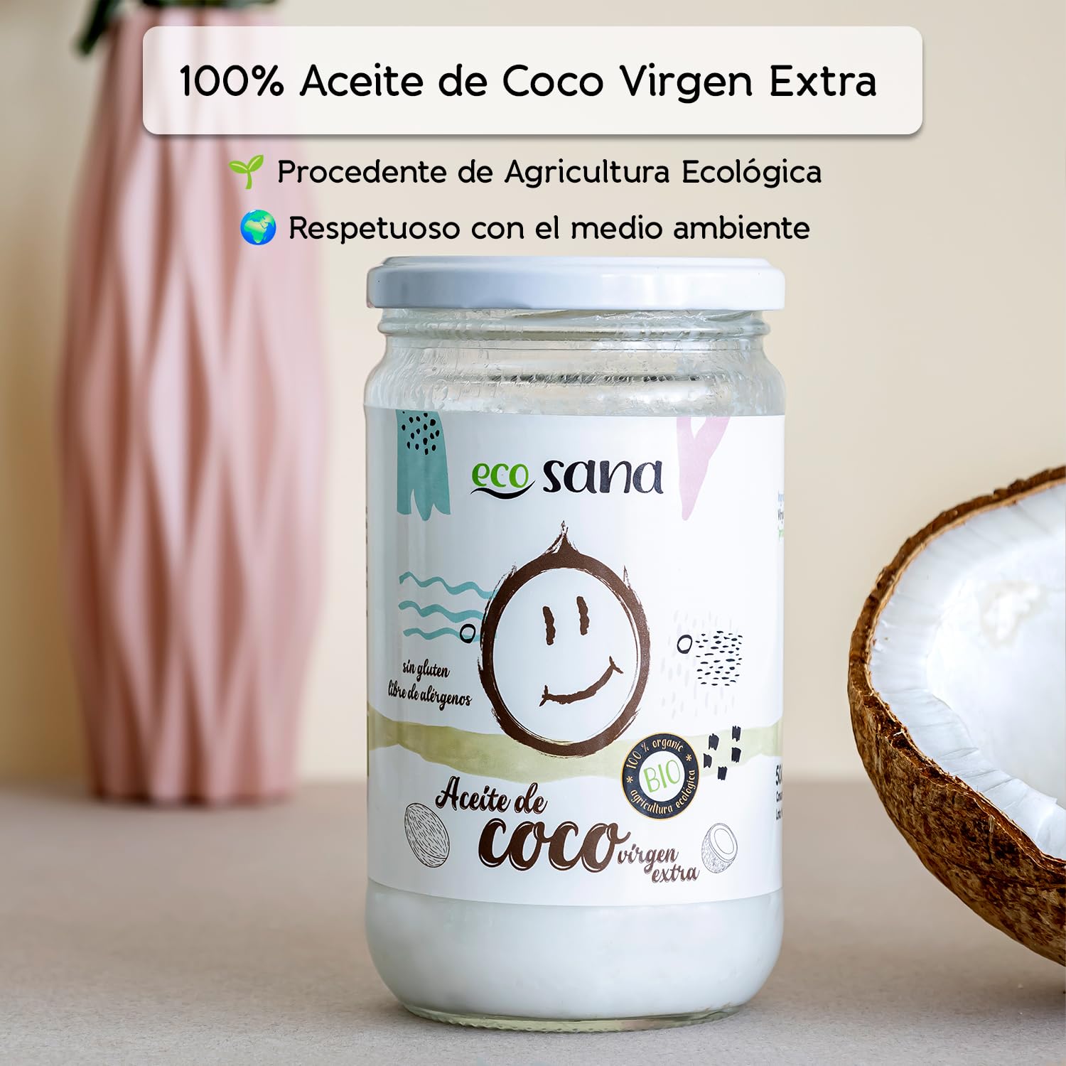 Drasanvi ECOSANA Olej Kokosowy Extra Virgin Certyfikowany BIO 500ml