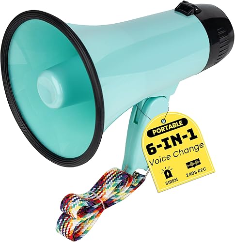 Vista 16 de MyMealivos Megáfono Bullhorn de 20W, Sirena Integrada y Grabación de 240s, Megáfono Portátil de 5.4"×8.6" con Control de Volumen Cubre Hasta 300+