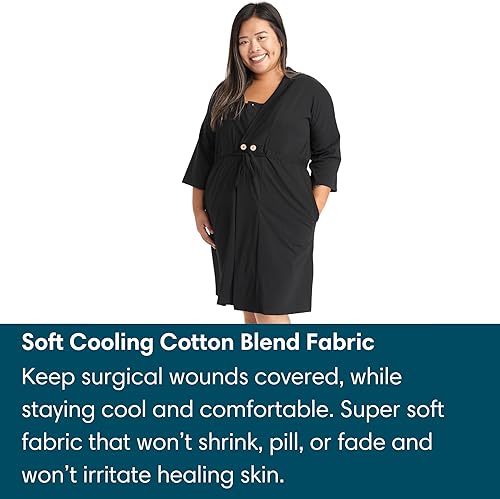 Miniatura 5 de Bata de recuperación, posmastectomía, regalos de cáncer de mama, para mujer, bata de cirugía de mama con bolsillos internos, cambio de imagen de