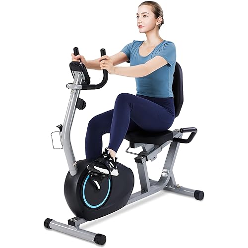 Recumbent Exercise Bike for Seniors - 400LB Weight Capacity Recumbent Bikes with Comfortable Seat, Pulse Sensor, 16-level Resistance, LCD Monitor