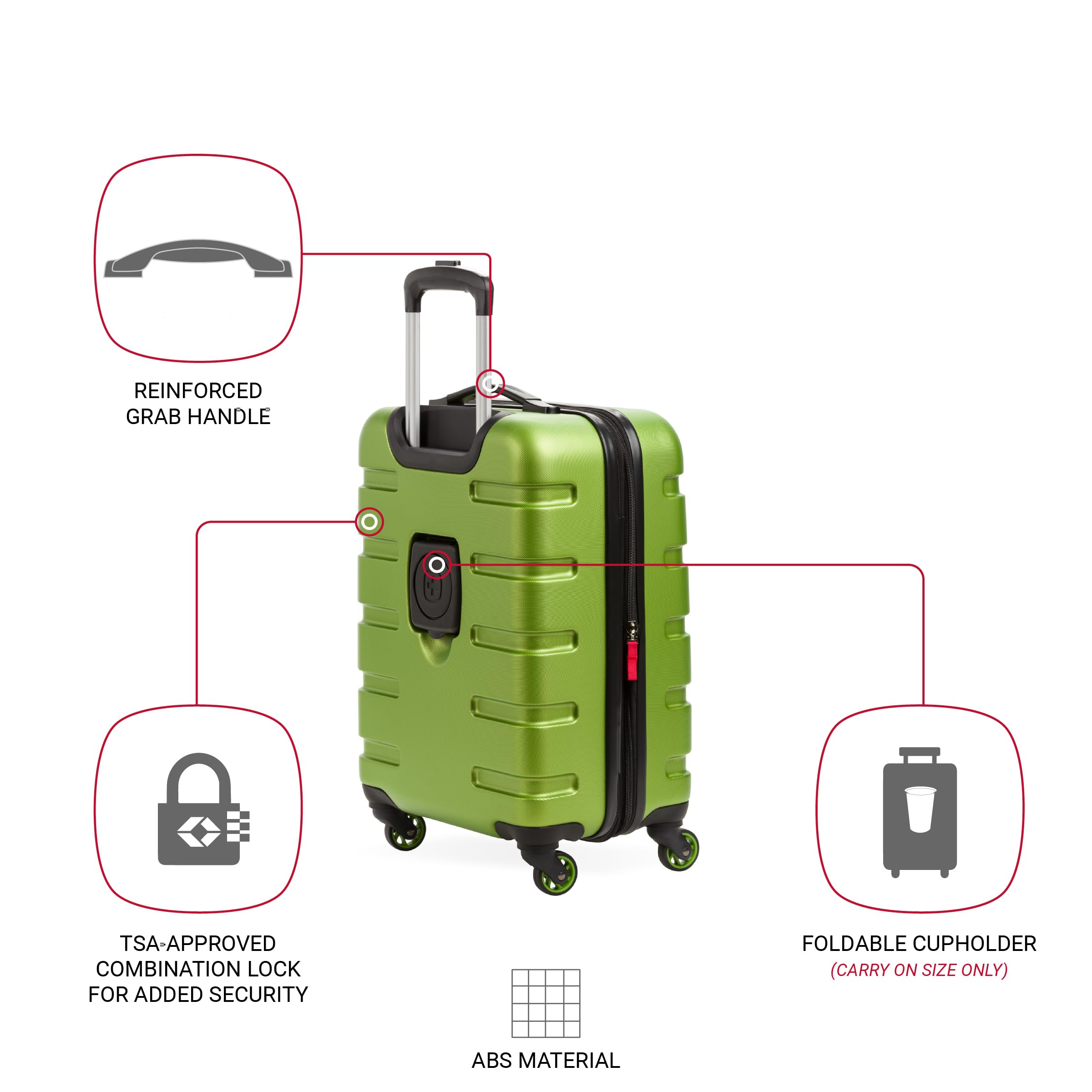 SwissGear 7366 Hardside Expandable Luggage with Spinner Wheels, Green