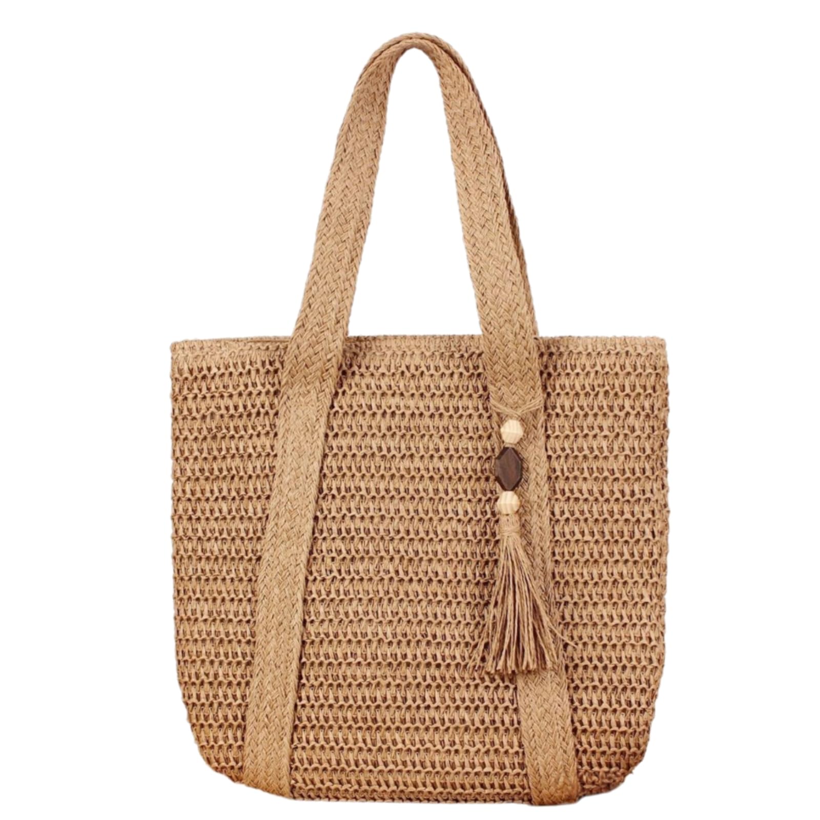EBZFASO Polyester Straw Weave Shoulder Tote