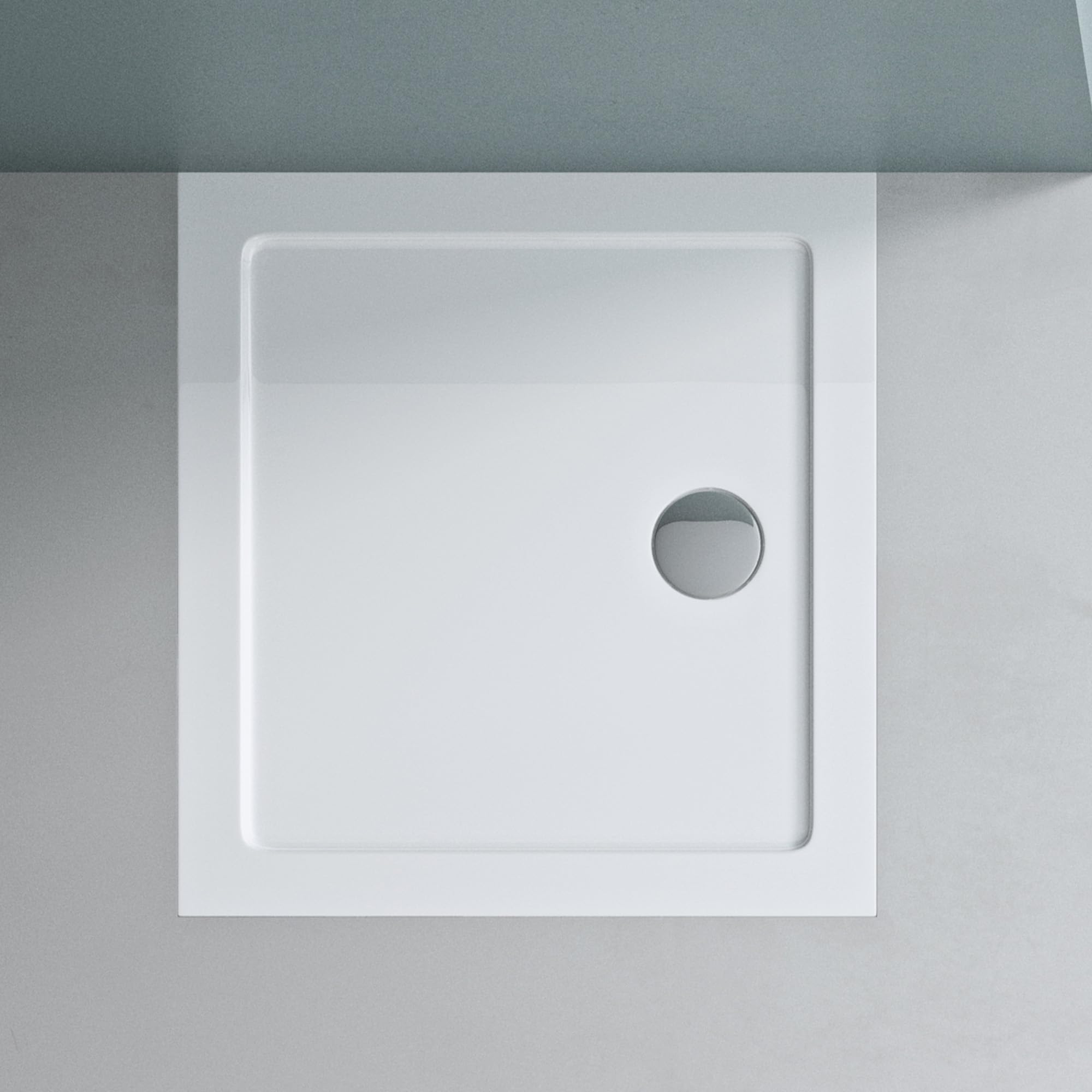 Mai & Mai Plato de Ducha 70x80x4 cm – Acrílico Blanco Rectangular, Antideslizante y Resistente, Instalación a Ras de Suelo o Sobresuelo Faro2 | Bañera acrílica en color blanco para cabina de ducha, forma: rectangular Faro
