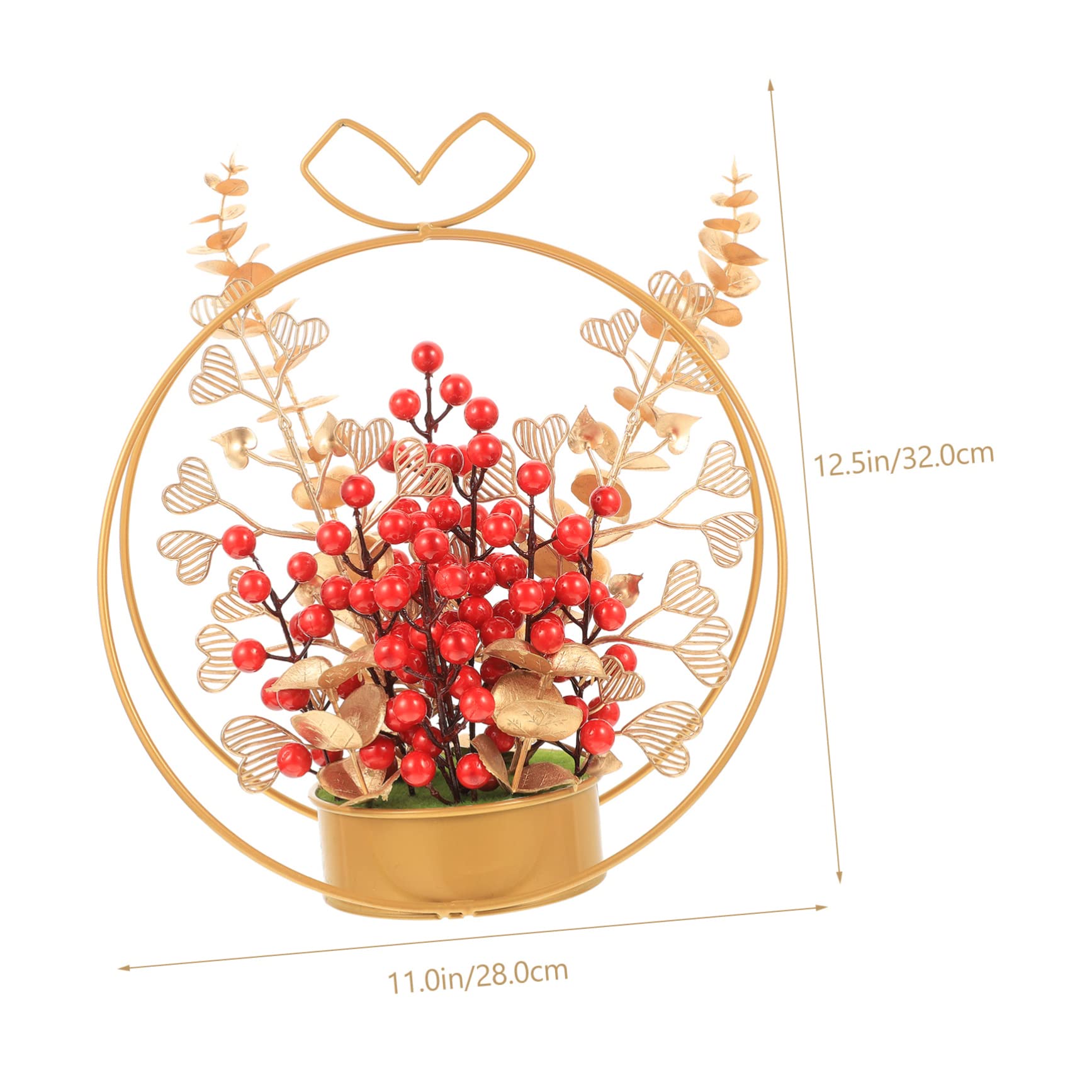 PRETYZOOM 2St künstlicher Blumenkorb Tischdeko aus roten Beeren Weihnachtsrote Beeren Hochzeitsdekoration Tischdekoration Heimdekoration Brautduschengeschenke der roten Desktop-
