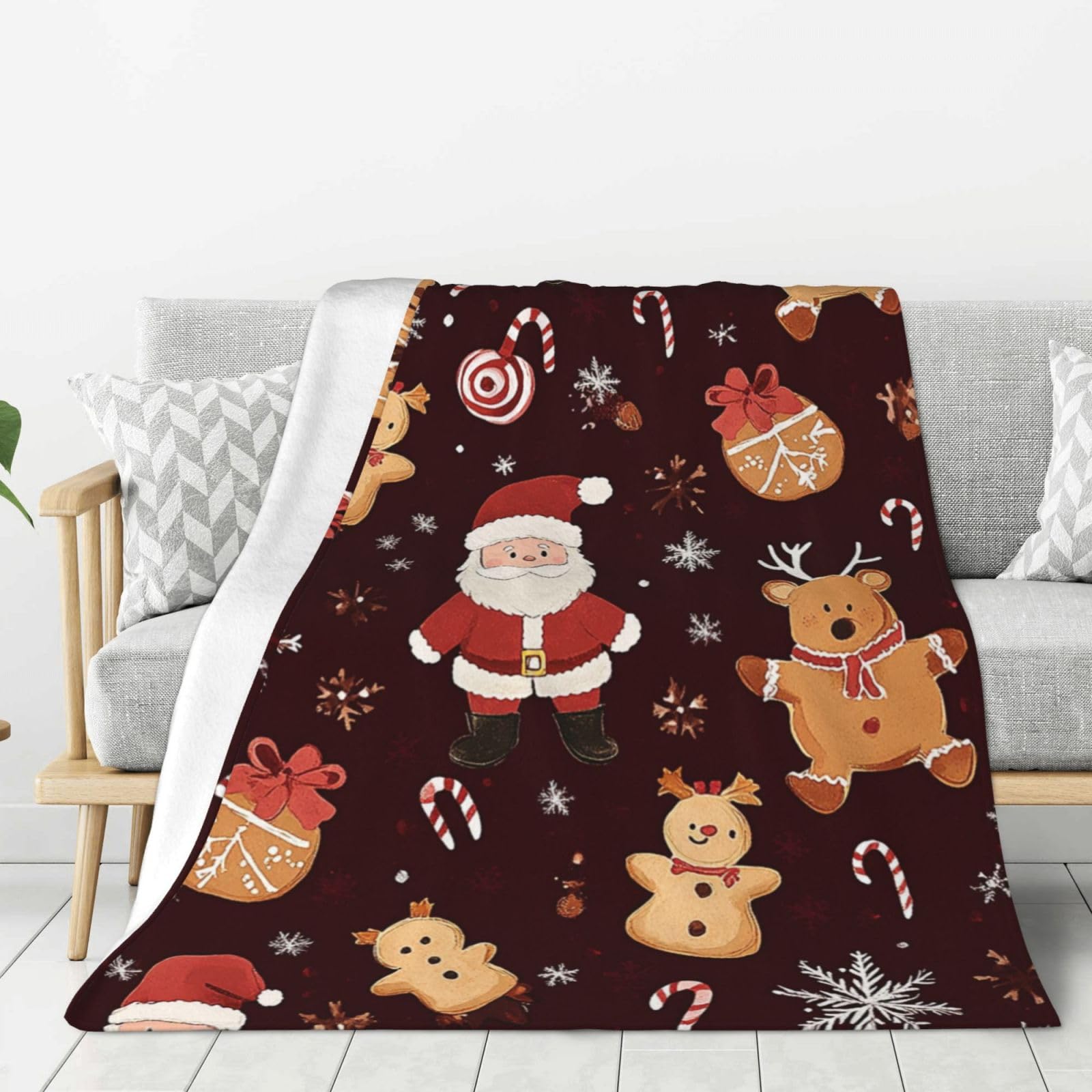 Coperta di flanella, Babbo Natale a tema natalizio, coperte in pile calde e accoglienti, per divano, campeggio, pisolino in ufficio, letto, tutte le stagioni, anti-pilling, lavabile in lavatrice, idea