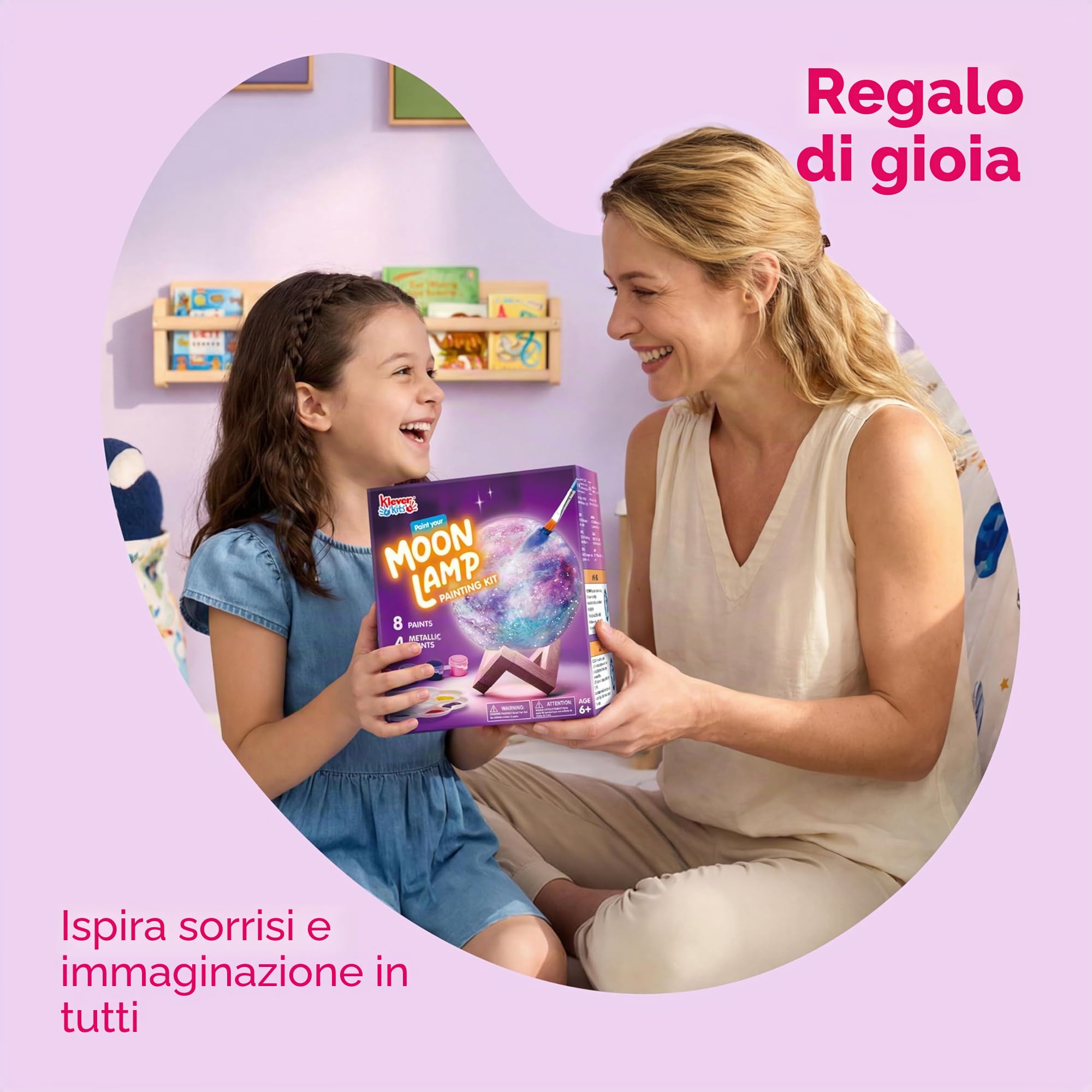 Klever Kits Set di artigianato Set di pittura per lampada lunare, Luce notturna per pittura 3D, Set di pittura per lampada lunare, Set di artigianato regalo di compleanno per ragazze 6-12 anni