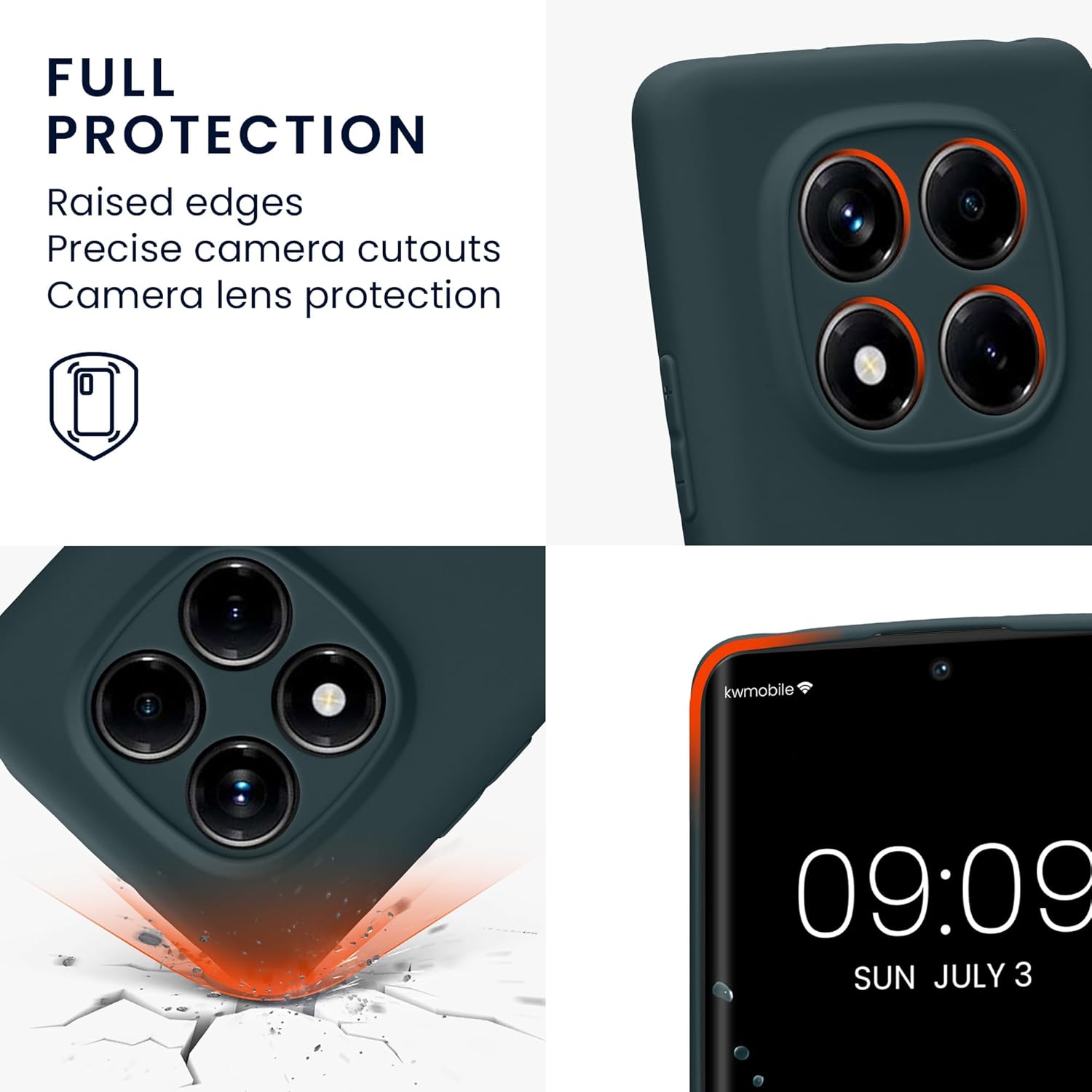 kwmobile Case Compatible with Xiaomi Redmi Note 14 Pro 4G Case - Protective Slim TPU Phone Cover - Soft Matte Finish - Dark Slate - Image 3