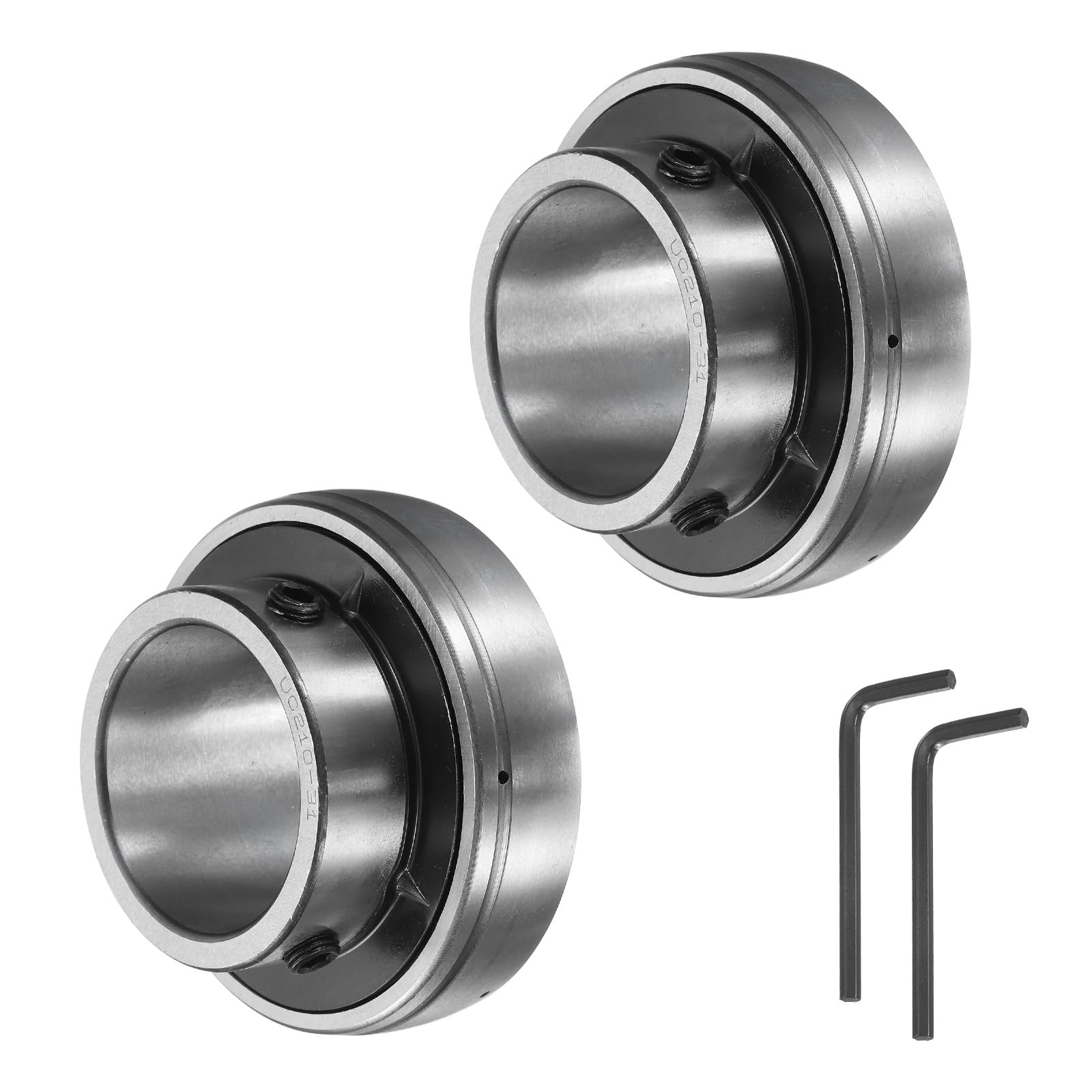 QUARKZMAN 2Pcs UC210-31 Roulements à Semelle 1-15/16" Unités de Roulement en Acier Chromé (Gcr15) Logement de Roulement Monté Sur Bride avec Clé