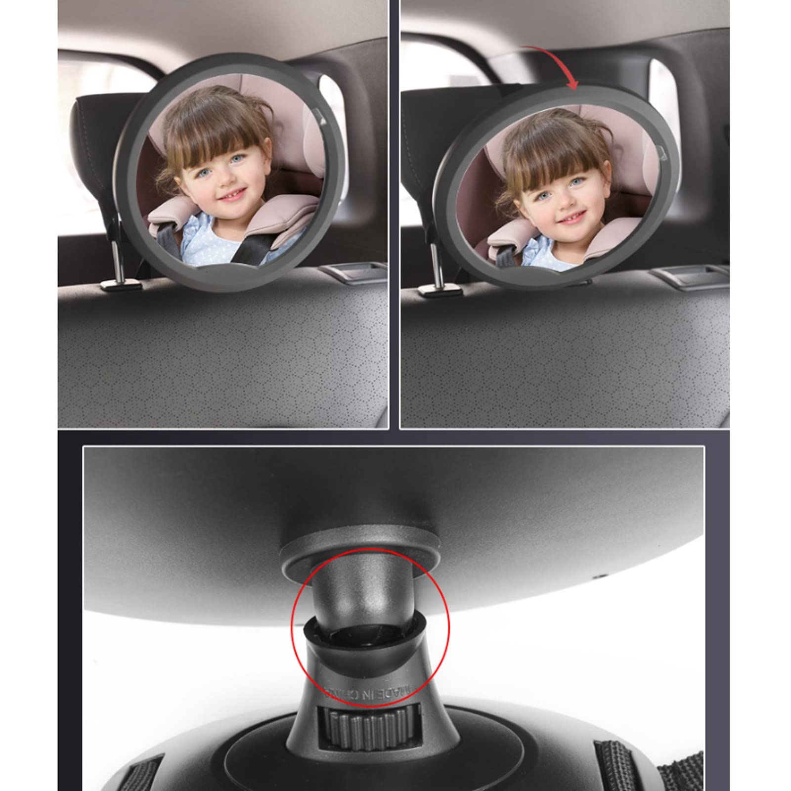 Specchietto per Auto per Seggiolino Posteriore, Specchietto per Seggiolino Auto, Specchio in Acrilico Infrangibile Regolabile Specchietto Retrovisore Rotondo di Sicurezza per Bambini
