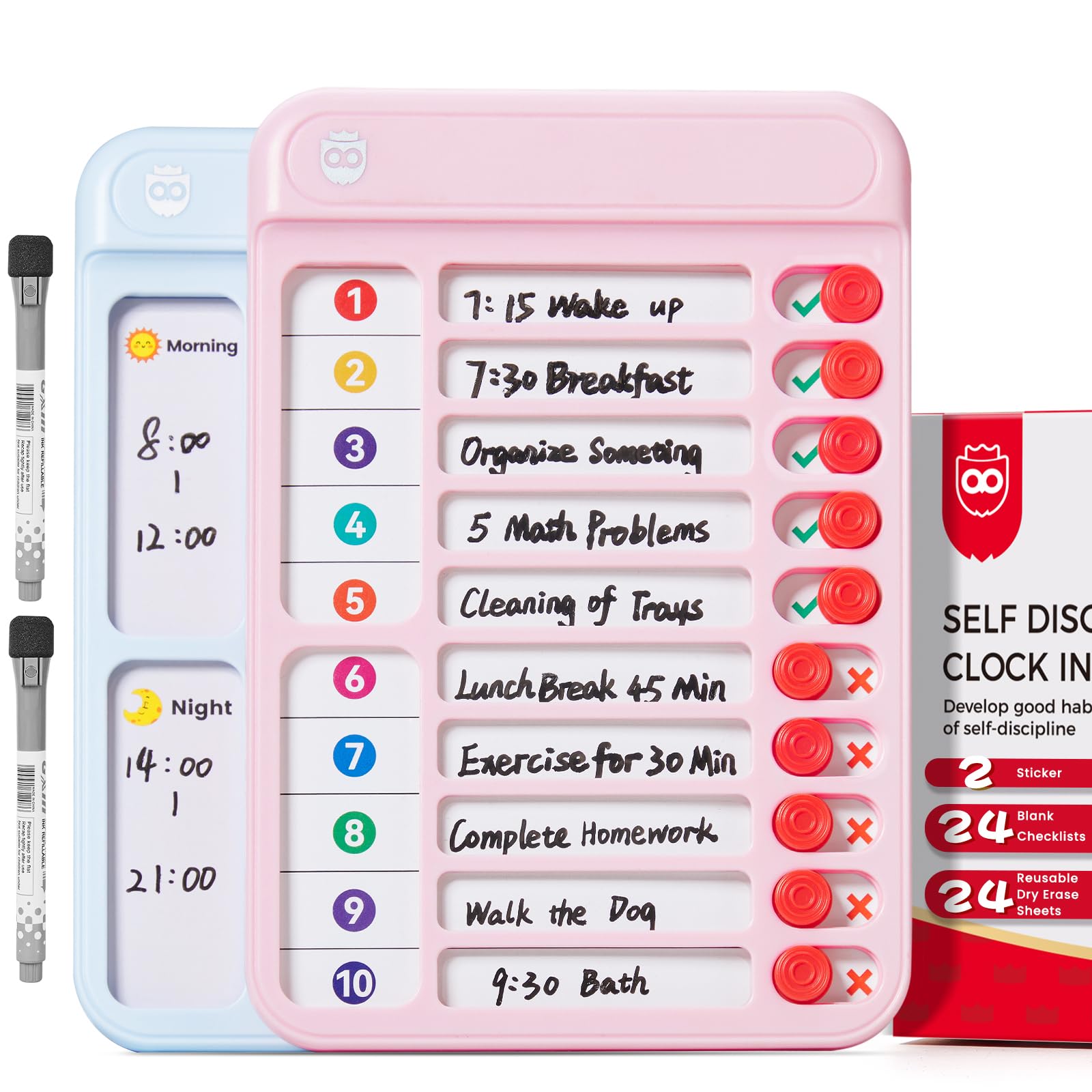 2 Pack Chore Chart for Kids Multiple Kids, Magnetic Checklist Board Slider