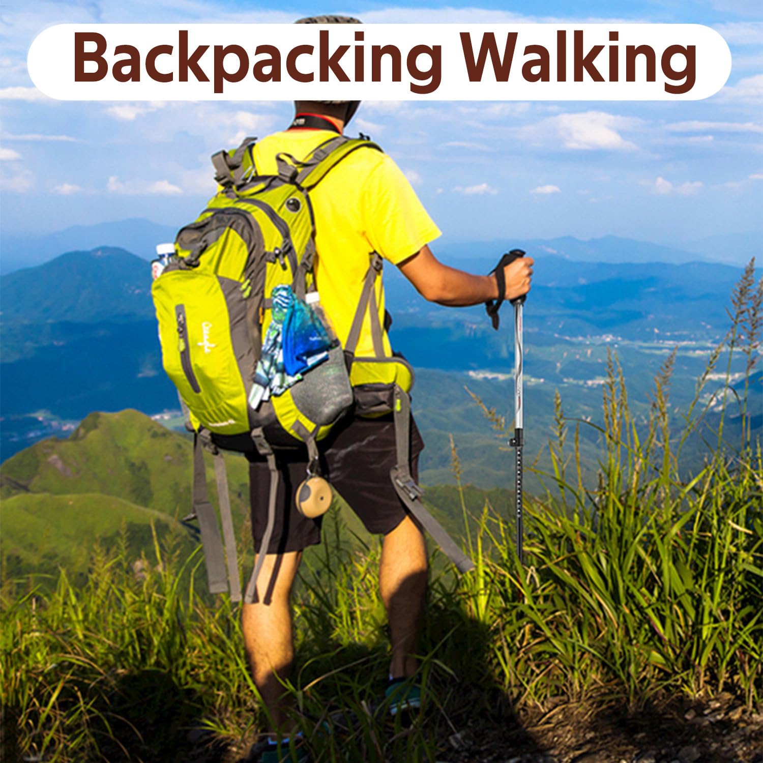 Kijki trekkingowe, lekkie, trwałe, z włókna węglowego, z uchwytem EVA i zamkiem z klapką, do wędrówek z plecakiem, na kemping, do wspinaczki górskiej (2 szt.)