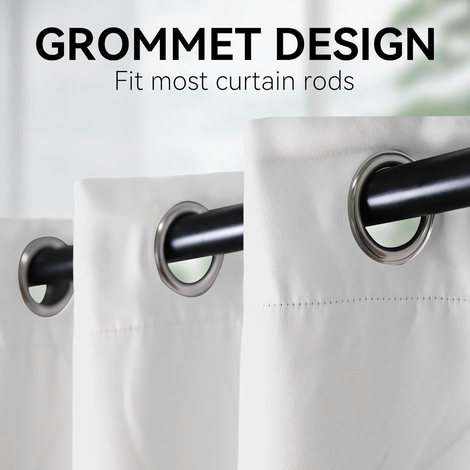 hascemon extra long blackout curtains, 132inch length room darkeninging grommet high ceiling curtain for high window and loft(1 panel, greyish white, 52"x132") greyish white 52"w x 132"l (pack of 1)