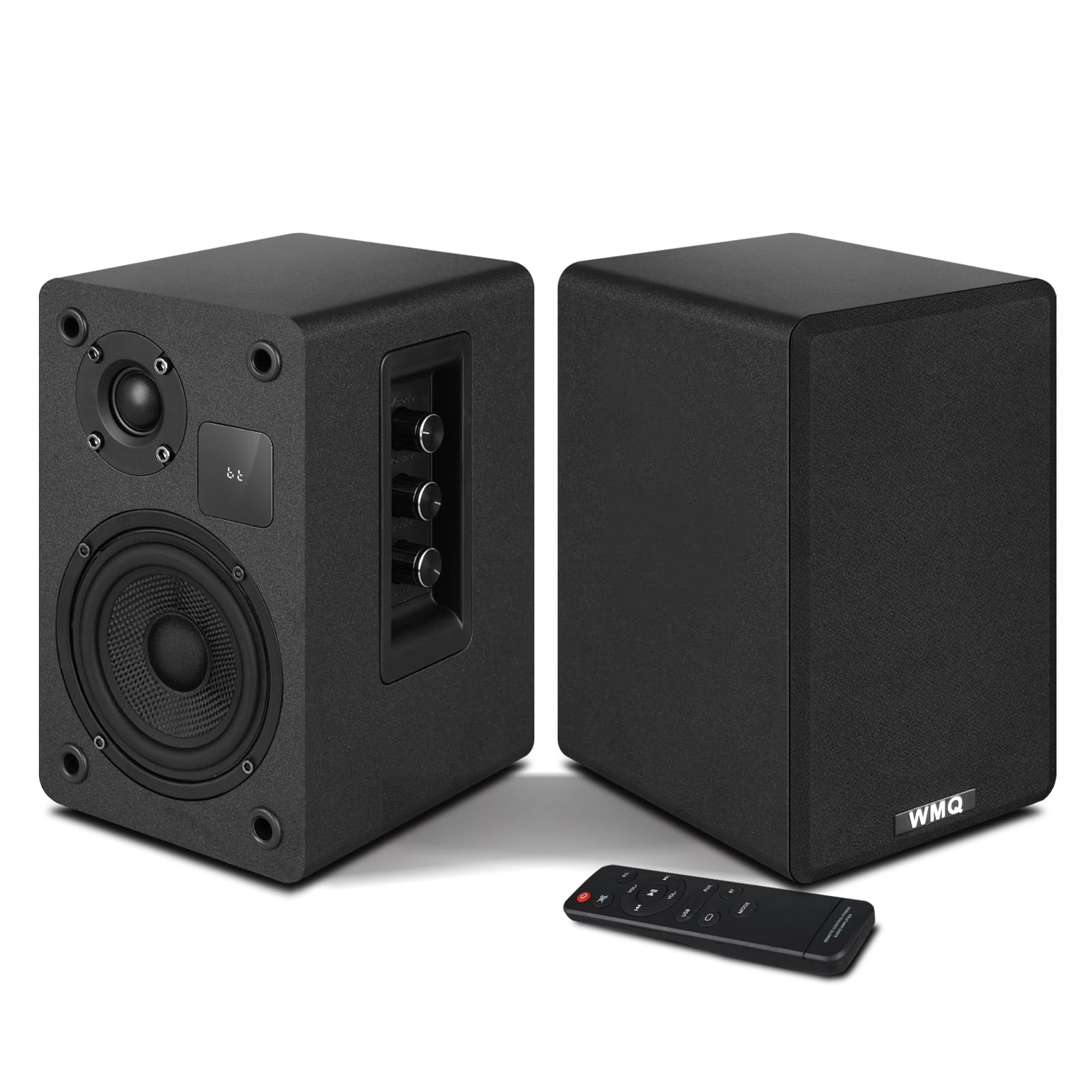 4 Inch Bluetooth 5.3 Powered Bookshelf Speakers, 1 Pair, Black