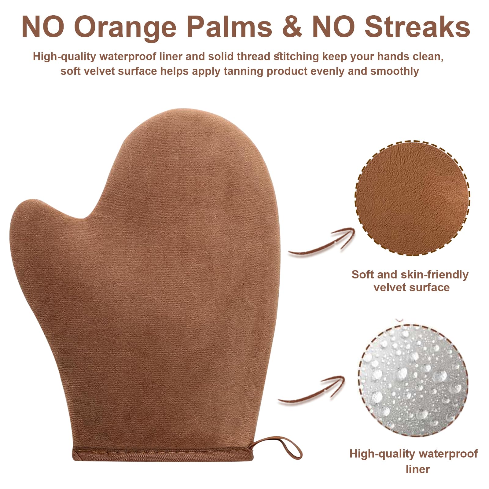 2-in-1 Streak-Free Natural Tanning Mitt and Brush, Reusable Double-Sided Tan Mit Set, Fake Tan Mitt Tanning Glove With Thumb - Image 3