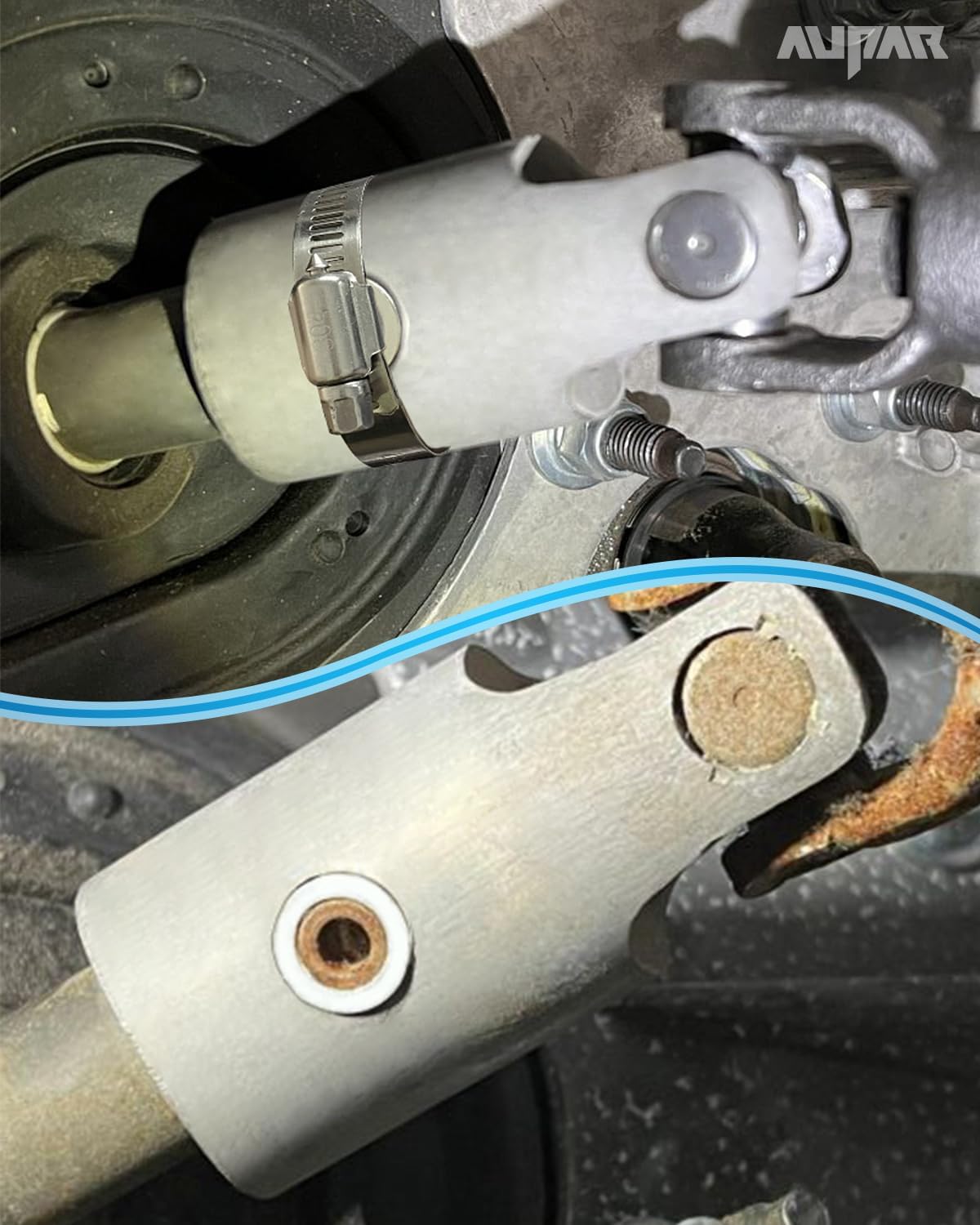 Intermediate Steering Shaft Bushings with Hose Clamps, Steering Wheel Column Sleeve Compatible with Dodge Ram 2003-2019 1500/2500/3500/4500/5500 5.9 6.7 G56 Cummins