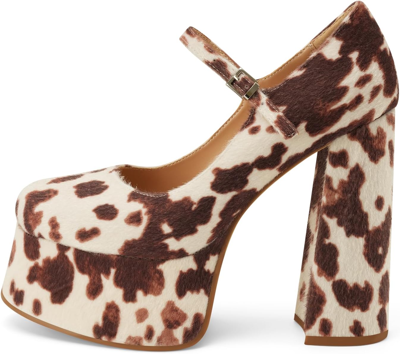 Women's Dressy Platform Chunky High Heels Patent Leather Ankle Strap Closed Toe Heeled Mary Jane Pumps Shoes - Image 3