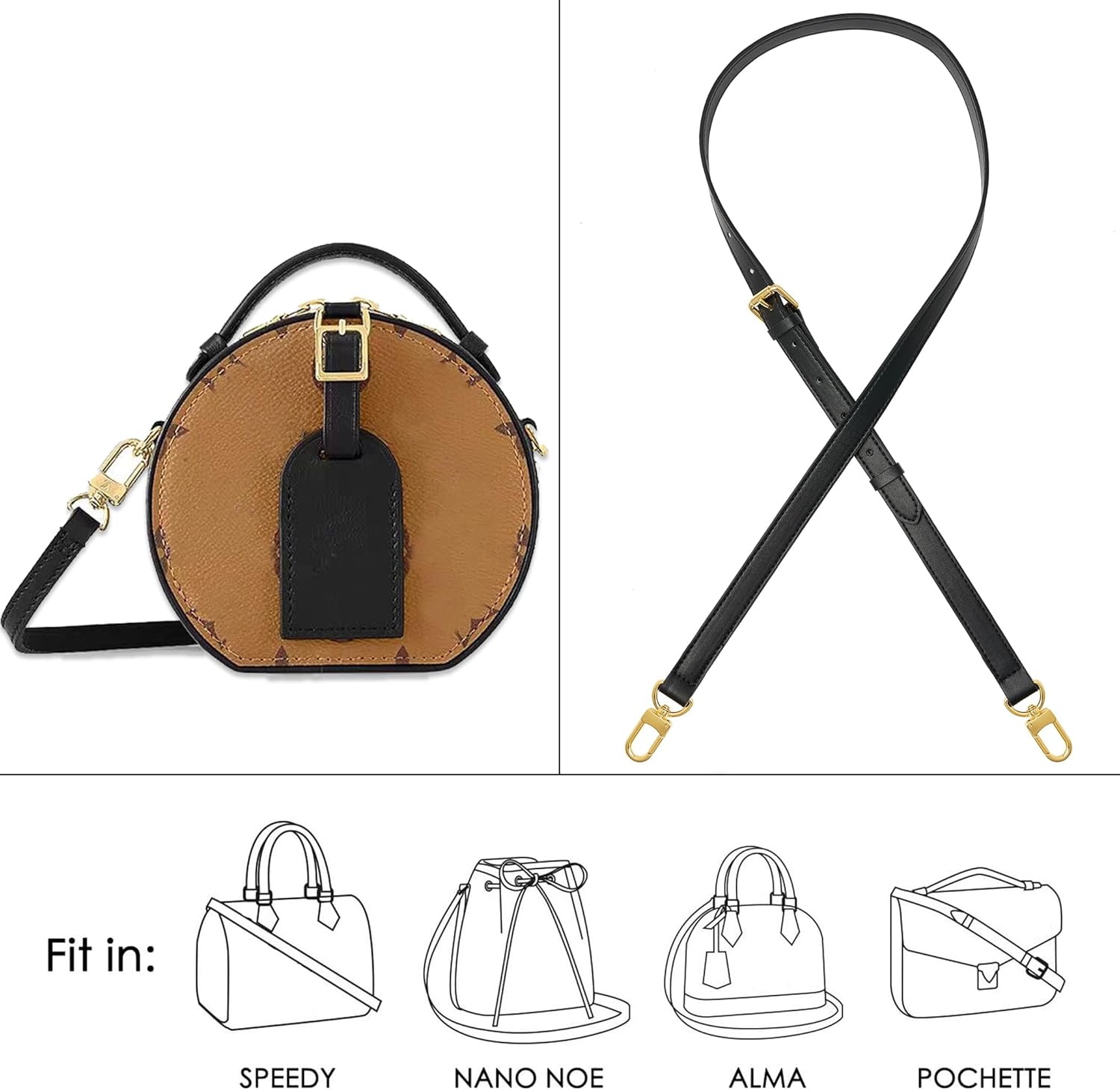 Vachetta Leather Strap Adjustable Crossbody Strap for Small Bags Pochette Mini NM Eva Favorite PM MM Nano Speedy - Image 4