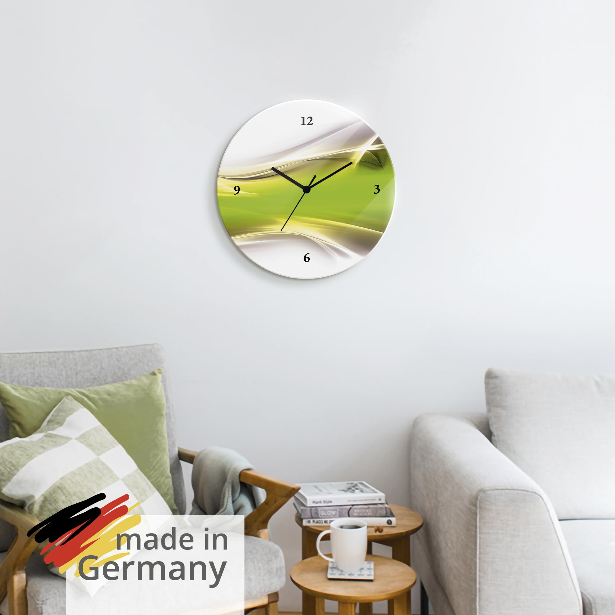 ARTLAND Glas Wanduhr Ohne Tickgeräusche - 30 Cm, Petrol, Lautlos