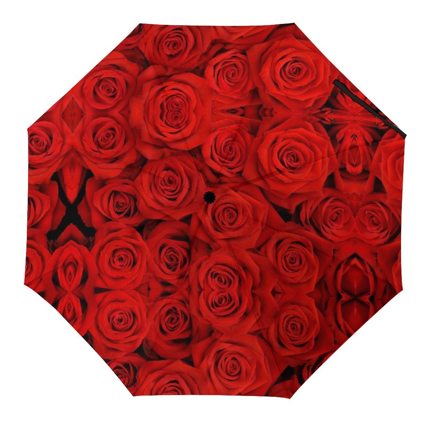 Jzemdybill Style Folding Umbrella, Red Rose Umbrella, Travel Umbrella For Windproof, Rainproof