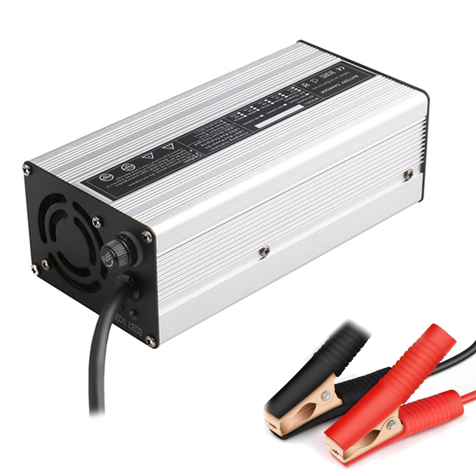 48v (30a/25a/20a/15a/10a/8a/6a) ładowarka Do Akumulatorów Kwasowo-ołowiowych, Do Elektrycznego Podnośnika Paletowego, Wózka Widłowego, Maszyny Pro(Size:Wtyczka z zaciskiem krokodylkowym,Color:48V/30A)