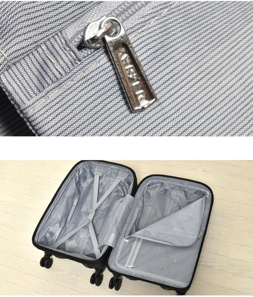 Close-up of an interior zipper pull and another interior view