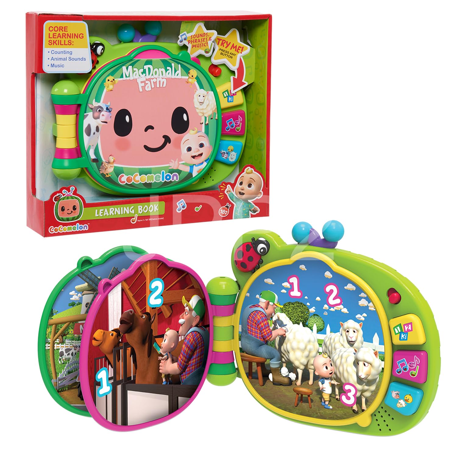 Bandai - CocoMelon - Familienauto 1 JJ-Figur - Fahrzeug, das den Song „Are we there yet (auf Englisch) und 1 JJ-Figur 7 cm spielt - WT0104