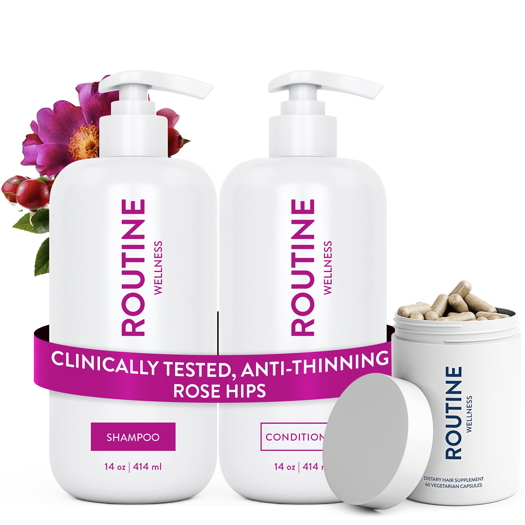 Amazon.com : Routine Wellness Anti-Thinning Rose Hips Shampoo and