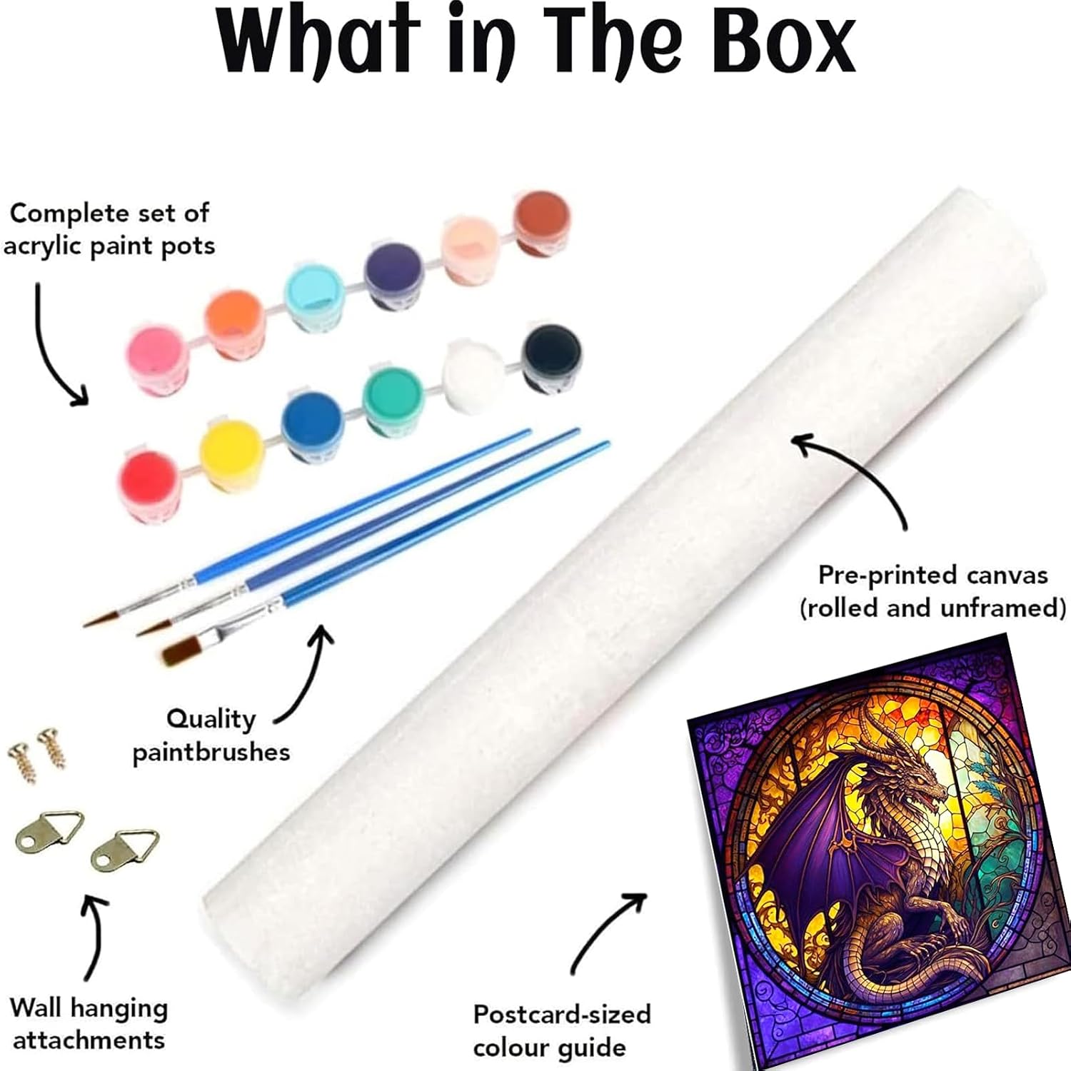 KICHANG 4 Packs Paint by Number for Adults, Animal DIY Acrylic Oil Painting Paint by Numbers Kits on Canvas, Adults Paint by Numbers Kits Drawing Paintwork for Home Decor Gift Dragon 15.7x15.7in