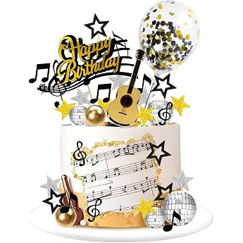 Guitar cake decoration music sheet music cake decoration disco cake decoration guitar decoration cake guitar cake topper for musical theme birthday disco party decoration rock roll birthday decoration