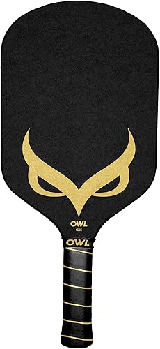 OWL Drew Brees CXE - Paleta de pickleball aprobada por USAPA Pro Torneo Firma dorada y negra Forma híbrida y núcleo de 0.63 pulgadas Diseño