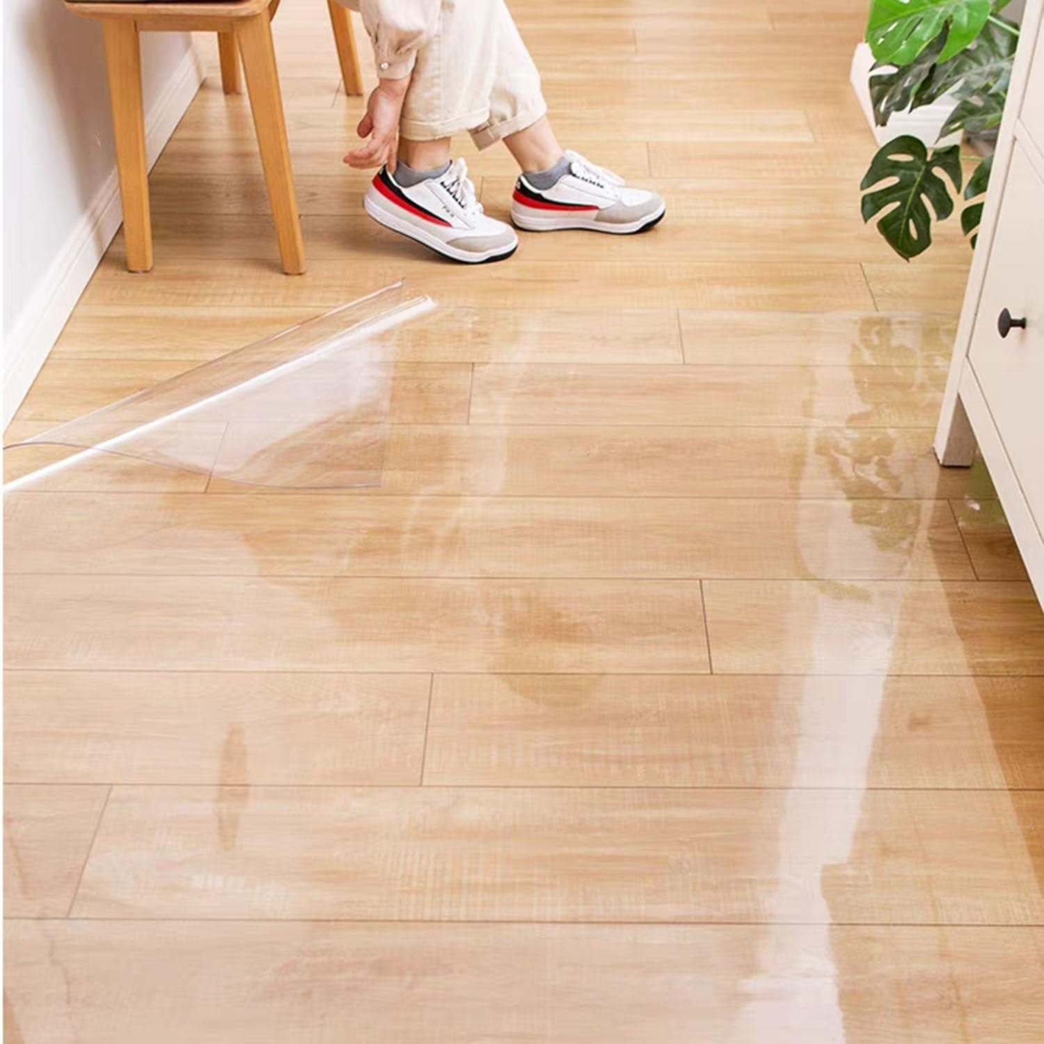 Tappeto Salvapavimento Trasparente YOLEO - PVC 114x135cm | Antigraffio Per Sedie Ufficio | Protezione Parquet