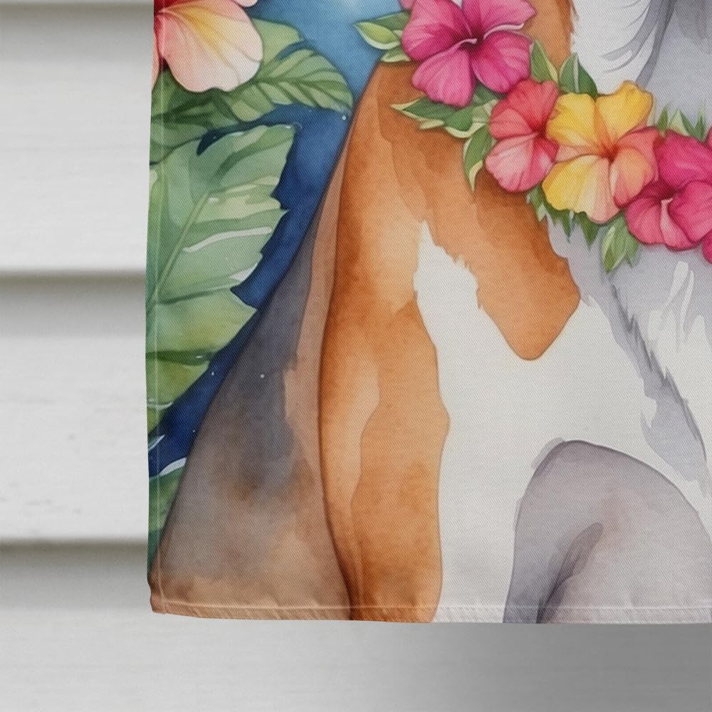 Caroline's Treasures DAC6353CHF American Foxhound Luau House Flag Large Porch Sleeve Pole Decorative Outside Yard Banner Artwork Wall Hanging, Polyester, House Size, Multicolor