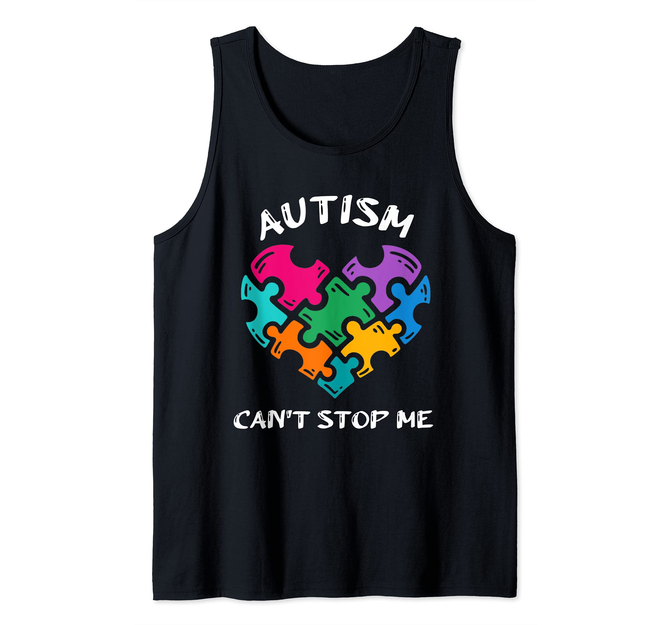 Autism Awareness Shirt Autism Won't Stop Me Puzzle Heart Tank Top