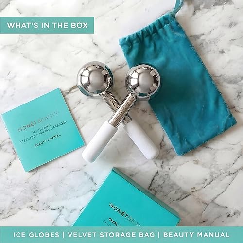 Miniatura 7 de Globos de Hielo de Acero Inoxidable para Tratamientos Faciales (Plateado), Globos Criogénicos Duraderos que Reducen Instantáneamente la Hinchazón