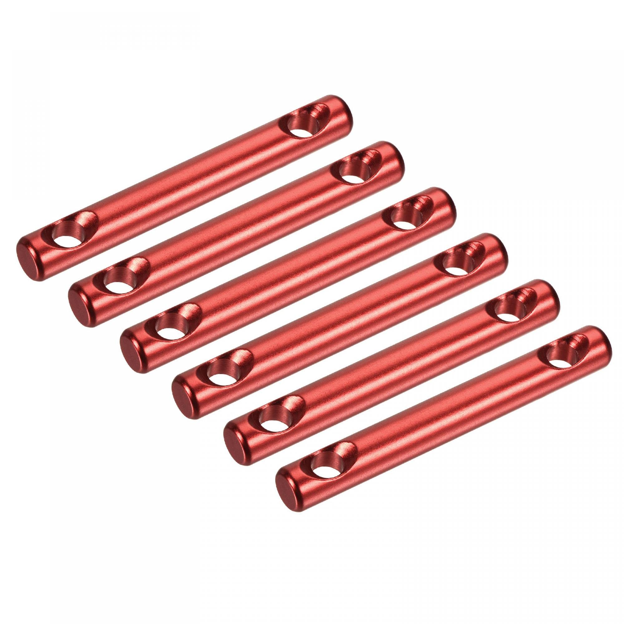 sourcing map Tent Rope Adjusters, 80mm 2 Hole Aluminum Alloy Tensioners Guyline Cord Fasteners for Outdoor Camping Hiking, Red Pack of 6