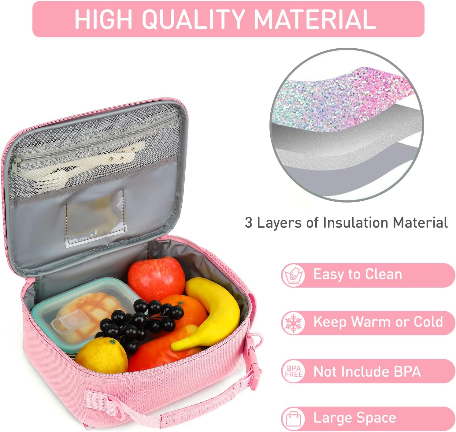 Butterfly Lunch Box for Girls kids Rainbow Lunch Bag Waterproof Thermal Insulated Cooler Bag for Girls Kids Toddlers Teens school gift
