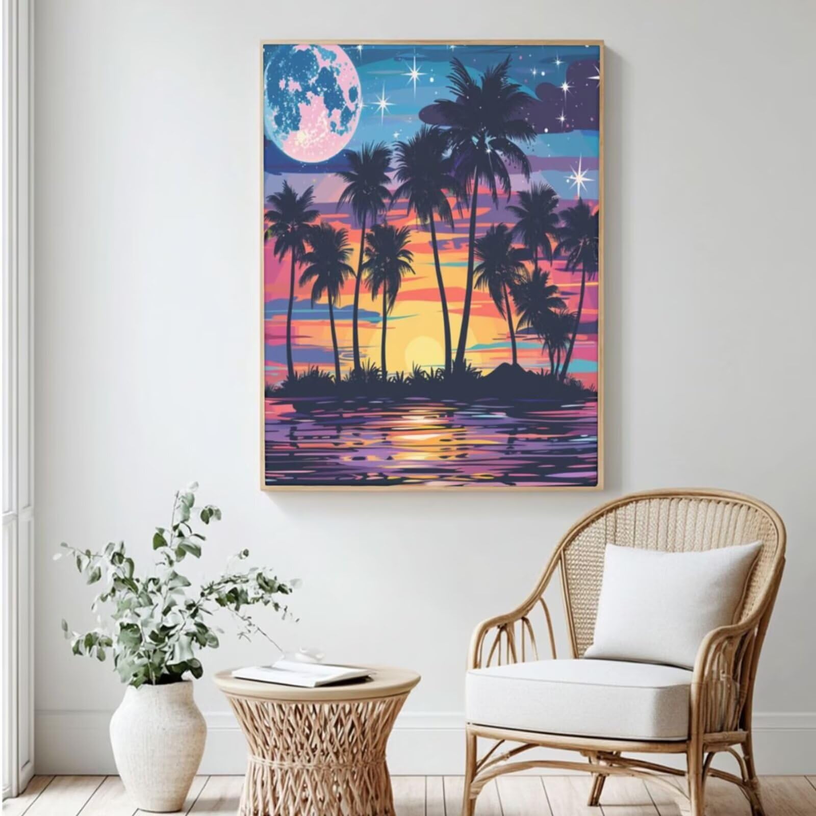 Malen Nach Zahlen Landschaft, DIY Ölgemälde Malen Nach Zahlen Erwachsene Meer, Painting by Numbers Adult/Anfänger mit 6 Pinseln und Acrylfarben, für Haus Wand Deko - (70x95 cm, Ohne Rahmen) MK74