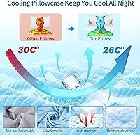 Vista 2 de Almohada cervical para el cuello para aliviar el dolor, almohada ergonómica para dormir de lado para apoyar el cuello, almohadas refrescantes