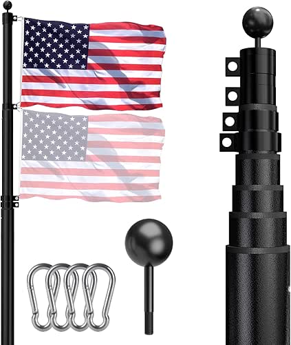 TOCRETOARE 20FT Telescopic Flag Pole for Outside House, 12 Gauge